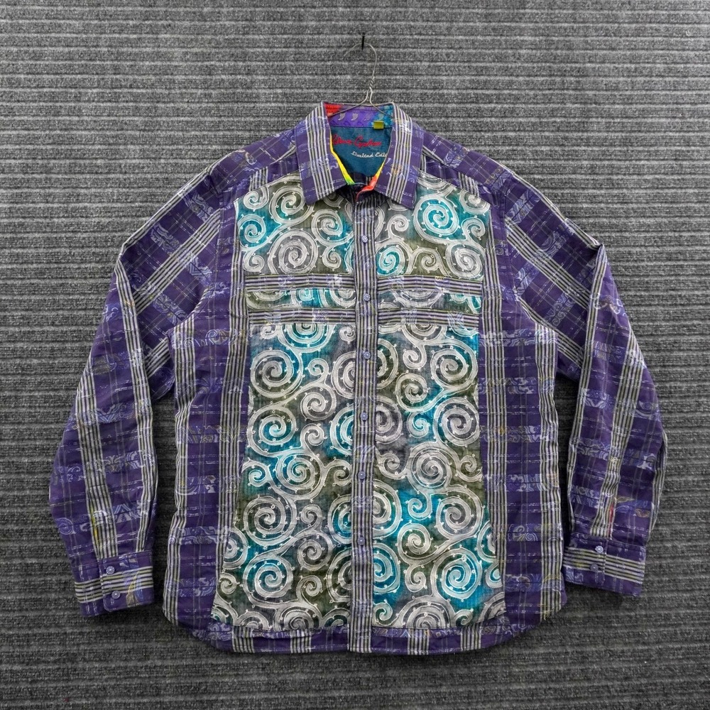 Robert Graham Limited Edition Button Down Shirt Mens 3XL Purple Swirl Panel